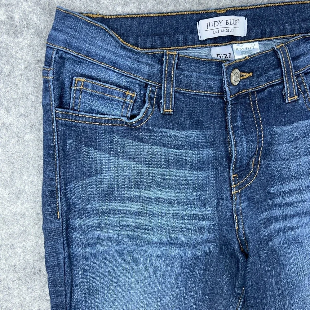 Judy Blue Jeans Womens 5‎ 27 Blue Skinny Dark Wash Stretch Faded Denim Pants USA